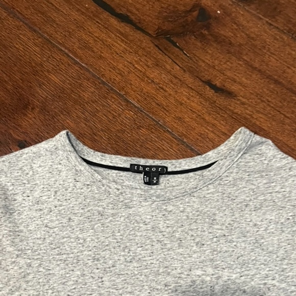 THEORY MEN’S CREWNECK LINEN ESSENTIAL T-SHIRT, SIZE MEDIUM, HEATHER GREY - Picture 4 of 8